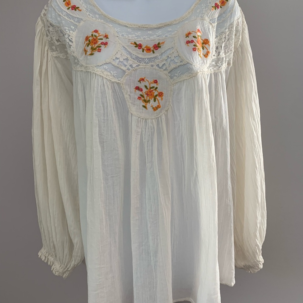 NWT Free People Embroidered Blouse - Picture 15 of 15